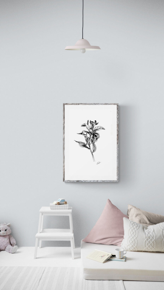 Lily, Lilium, Botanical Drawing, Printable, Instant Download, Gift, Regalo, Drawing, Flower, Print, Printable Wall Art - Image 2