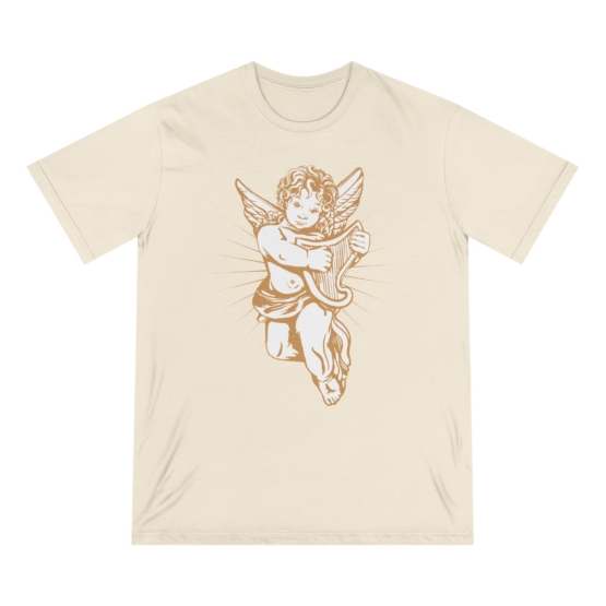 For big angels. Organic Staple T-shirt with Cherub Design