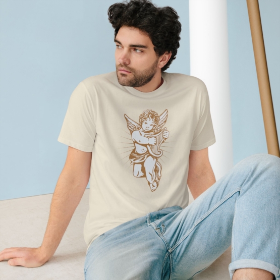 For big angels. Organic Staple T-shirt with Cherub Design - Image 4