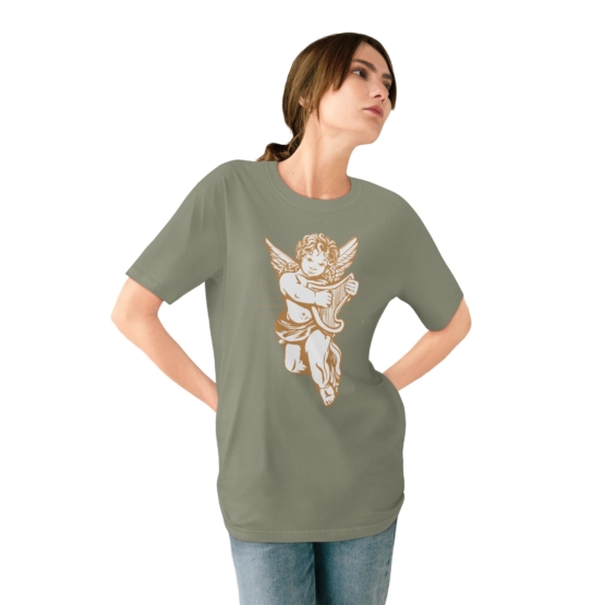 For big angels. Organic Staple T-shirt with Cherub Design - Image 7